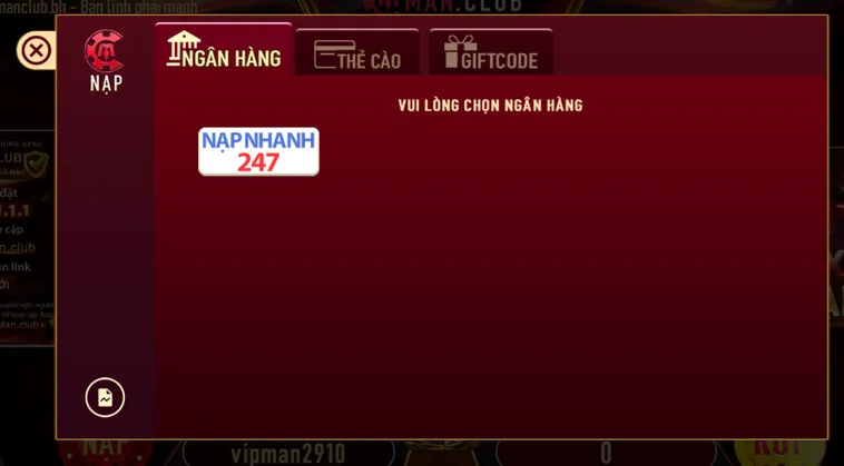 Nạp Tiền ManClub Qua Tài Khoản Ngân Hàng Nhanh Chóng An Toàn Cho Mọi Game Thủ