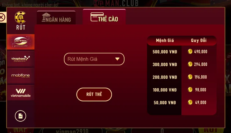 Hướng Dẫn Quy Trình Rút Tiền ManClub Nhanh Chóng An Toàn Cho Game Thủ